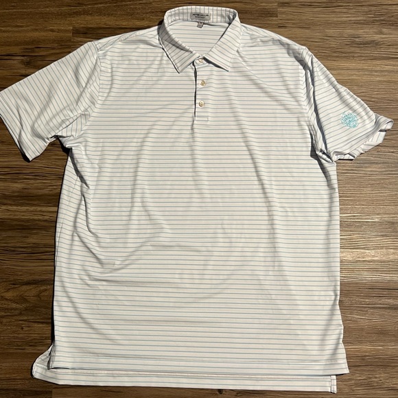 Peter Millar Trump National Golf Club Light Blue Stripe Polo Shirt Mens Size XL - Picture 1 of 5